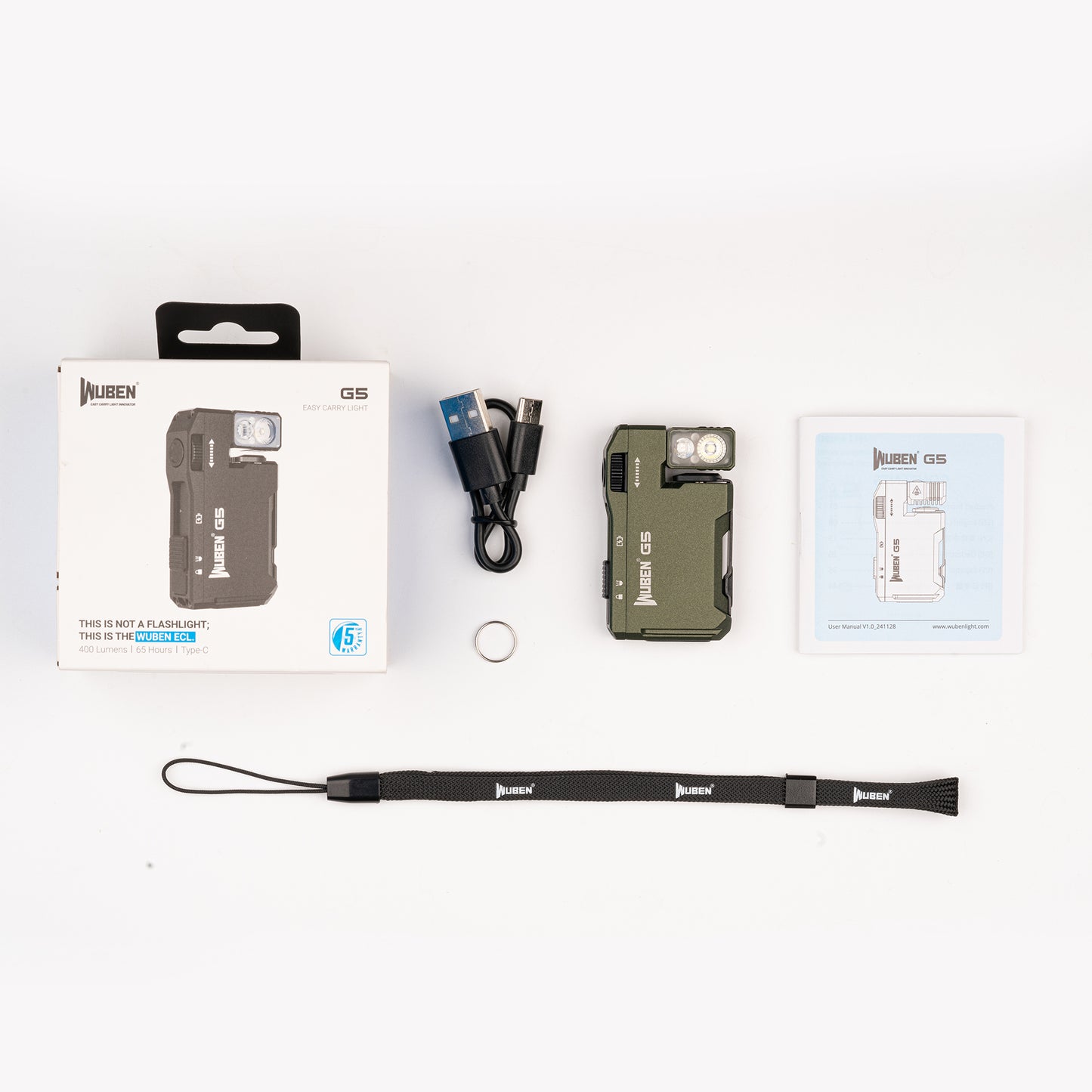 Lanterna Wuben G5 army green EDC light 400 lumens
