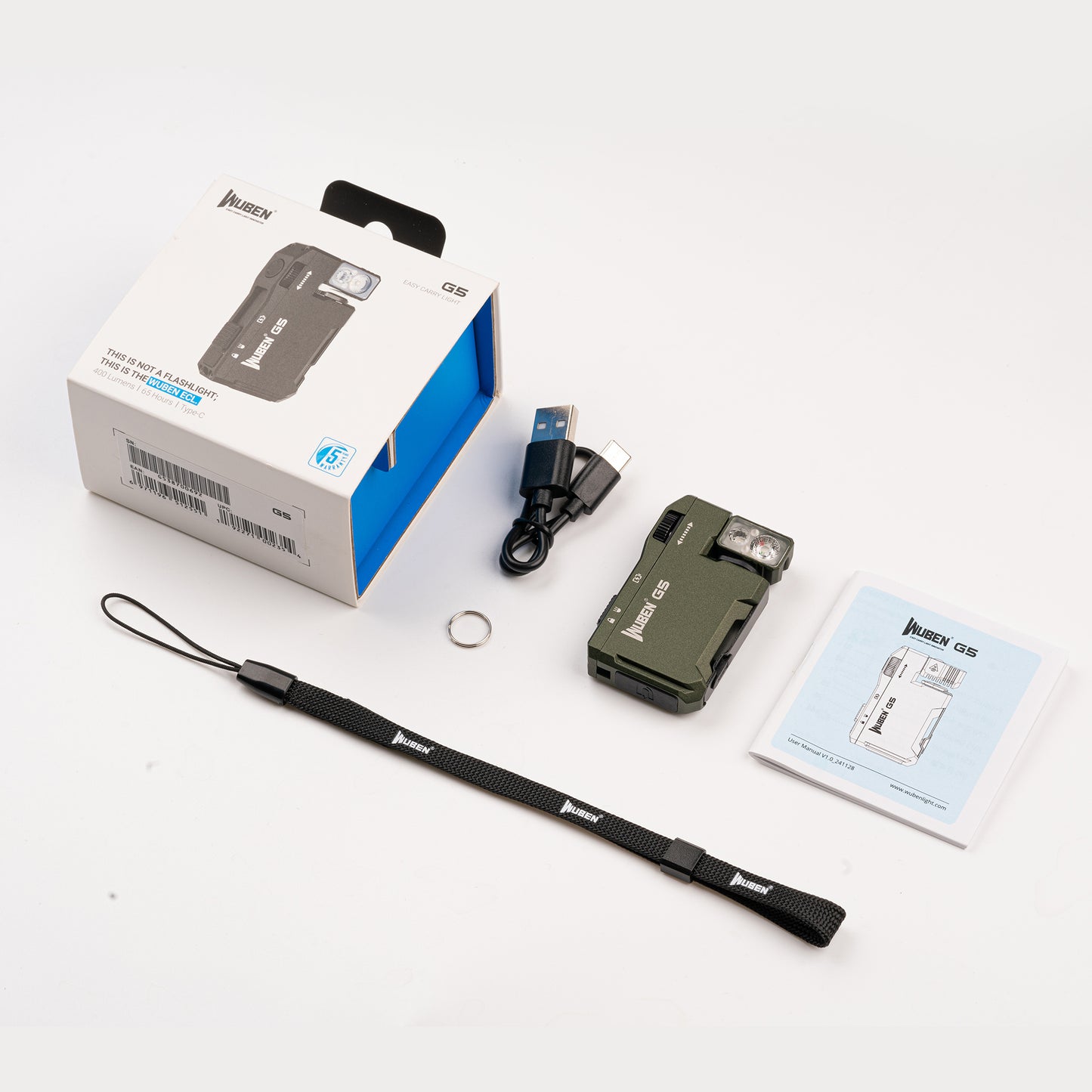 Lanterna Wuben G5 army green EDC light 400 lumens