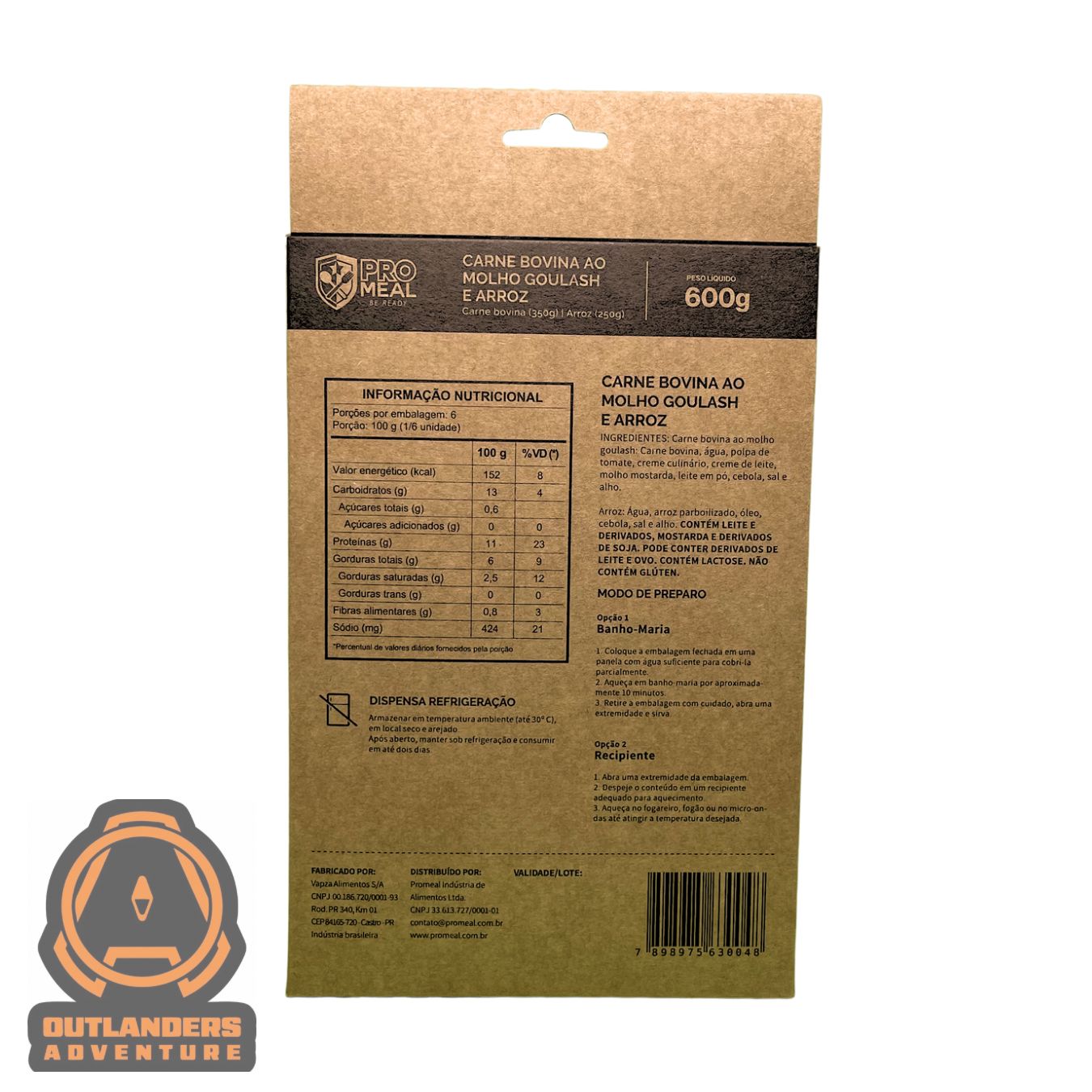 MRE PROMEAL - Carne Bovina ao Molho Goulash e Arroz