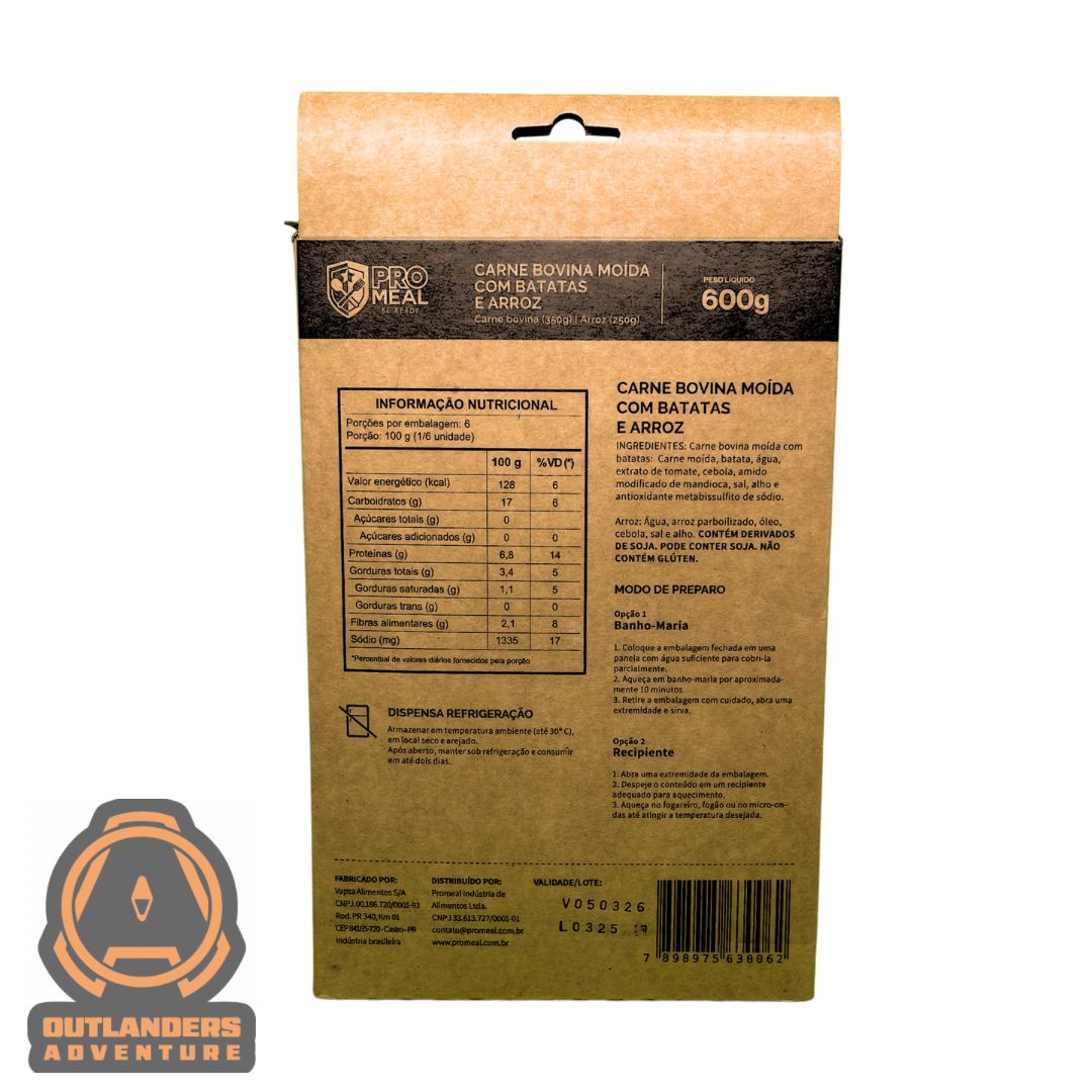 MRE PROMEAL - Carne Bovina Moída c/ Batatas e Arroz