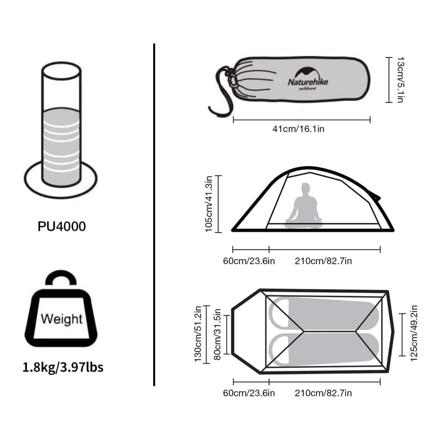 Barraca Naturehike Cloud UP 2X 20D