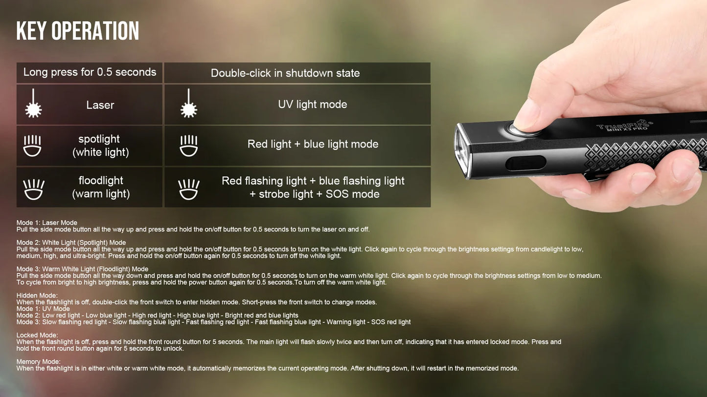 Lanterna TrustFire MINIX3 PRO LED/UV/LASER